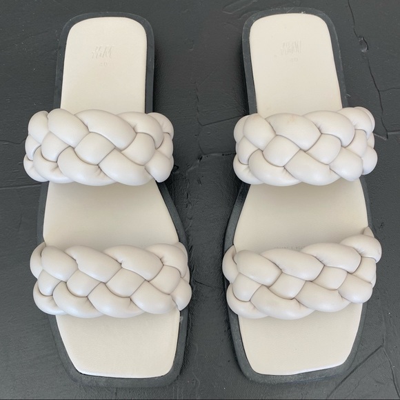 New H&M Sand Tan Braided Slides 8.5 / 40. - New With Tags - Picture 5 of 11